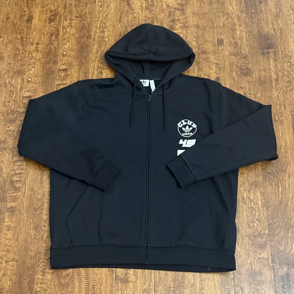 Adidas Black Graphic Logo Jacket With a Hood Size XL - Picture 1 of 16